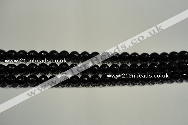 COB451 15.5 inches 6mm faceted round black obsidian beads