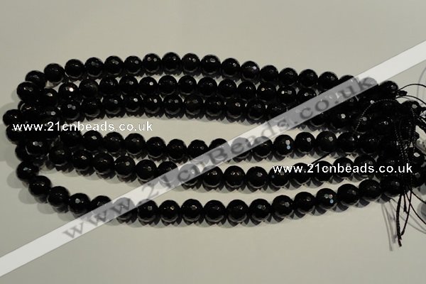 COB453 15.5 inches 10mm faceted round black obsidian beads