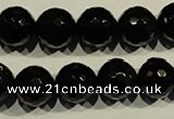 COB454 15.5 inches 12mm faceted round black obsidian beads