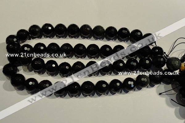 COB456 15.5 inches 16mm faceted round black obsidian beads