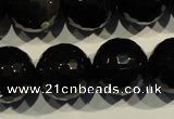 COB457 15.5 inches 18mm faceted round black obsidian beads