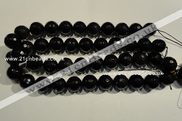 COB457 15.5 inches 18mm faceted round black obsidian beads