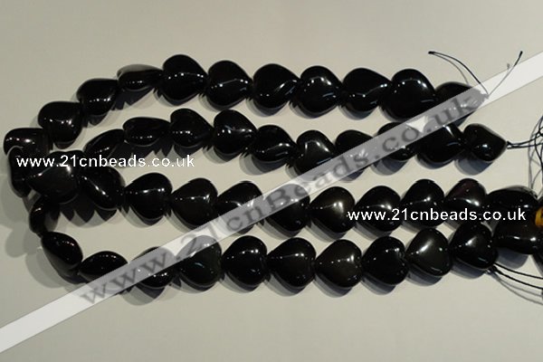 COB469 15.5 inches 14*14mm heart black obsidian beads wholesale