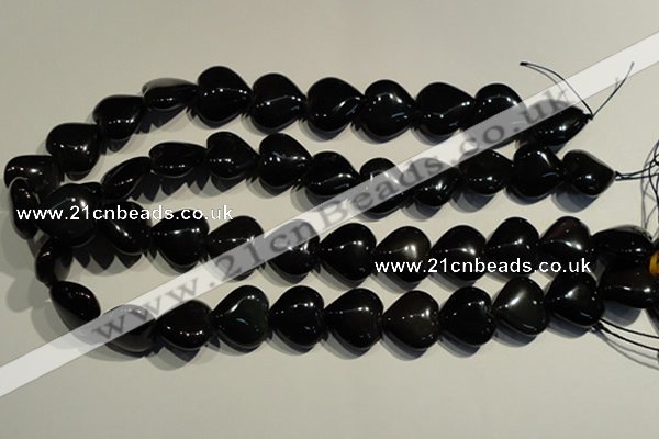 COB470 15.5 inches 16*16mm heart black obsidian beads wholesale