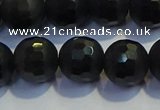 COB473 15.5 inches 6mm faceted round matte black obsidian beads