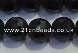 COB474 15.5 inches 8mm faceted round matte black obsidian beads