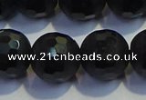 COB477 15.5 inches 14mm faceted round matte black obsidian beads