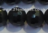 COB479 15.5 inches 18mm faceted round matte black obsidian beads