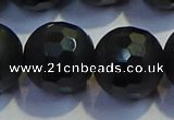 COB480 15.5 inches 20mm faceted round matte black obsidian beads