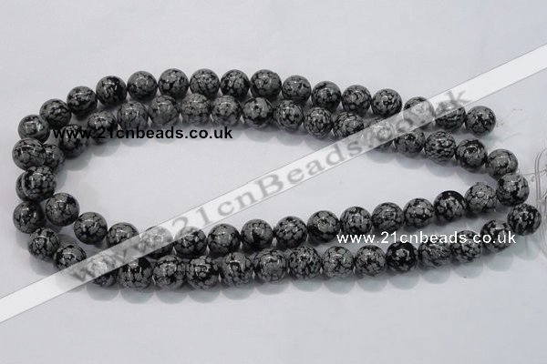 COB53 15.5 inches 12mm round Chinese snowflake obsidian beads