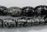 COB54 15.5 inches 12*16mm drum Chinese snowflake obsidian beads