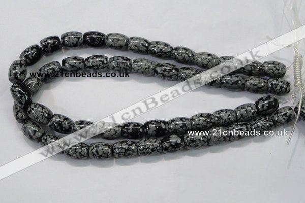 COB54 15.5 inches 12*16mm drum Chinese snowflake obsidian beads