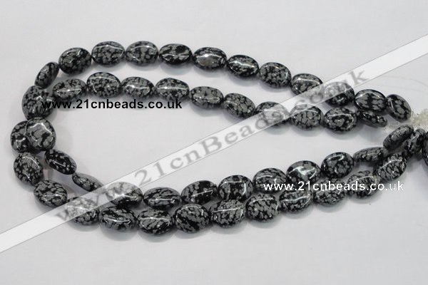 COB55 15.5 inches 12*16mm oval Chinese snowflake obsidian beads