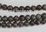 COB551 15.5 inches 6mm round red snowflake obsidian beads wholesale