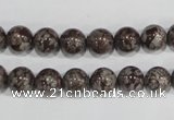 COB552 15.5 inches 8mm round red snowflake obsidian beads wholesale