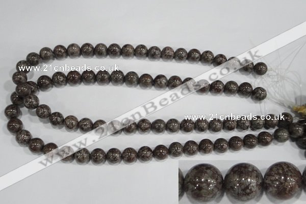 COB553 15.5 inches 10mm round red snowflake obsidian beads wholesale