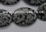 COB56 15.5 inches 22*30mm oval Chinese snowflake obsidian beads