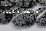 COB59 22*26mm twisted rectangle Chinese snowflake obsidian beads