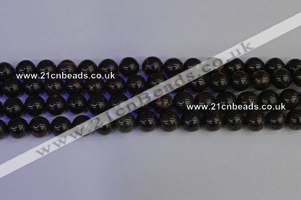 COB654 15.5 inches 12mm round gold black obsidian beads wholesale