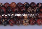 COB660 15.5 inches 4mm round red snowflake obsidian beads