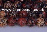 COB662 15.5 inches 8mm round red snowflake obsidian beads