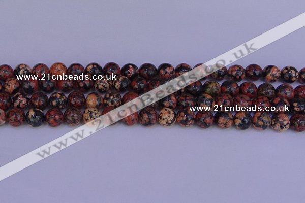 COB663 15.5 inches 10mm round red snowflake obsidian beads