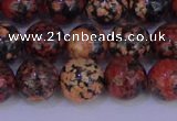 COB664 15.5 inches 12mm round red snowflake obsidian beads