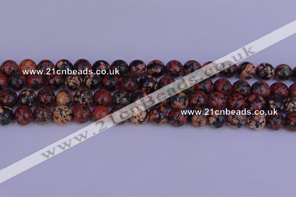 COB664 15.5 inches 12mm round red snowflake obsidian beads