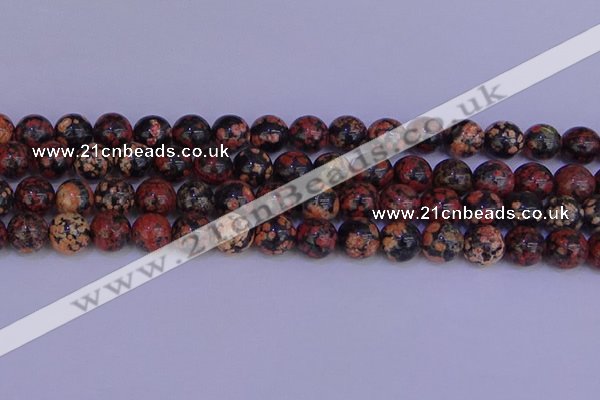 COB665 15.5 inches 14mm round red snowflake obsidian beads
