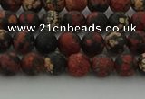 COB671 15.5 inches 6mm round matte red snowflake obsidian beads