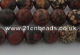 COB672 15.5 inches 8mm round matte red snowflake obsidian beads