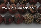 COB673 15.5 inches 10mm round matte red snowflake obsidian beads