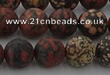 COB674 15.5 inches 12mm round matte red snowflake obsidian beads