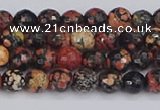 COB676 15.5 inches 4mm faceted round red snowflake obsidian beads