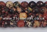 COB677 15.5 inches 6mm faceted round red snowflake obsidian beads