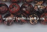 COB679 15.5 inches 10mm faceted round red snowflake obsidian beads