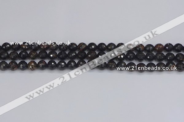 COB685 15.5 inches 6mm faceted round golden black obsidian beads