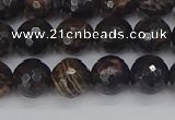 COB686 15.5 inches 8mm faceted round golden black obsidian beads