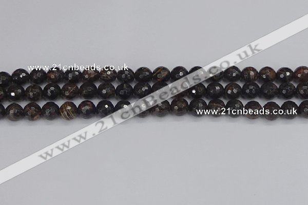 COB686 15.5 inches 8mm faceted round golden black obsidian beads