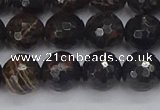 COB687 15.5 inches 10mm faceted round golden black obsidian beads