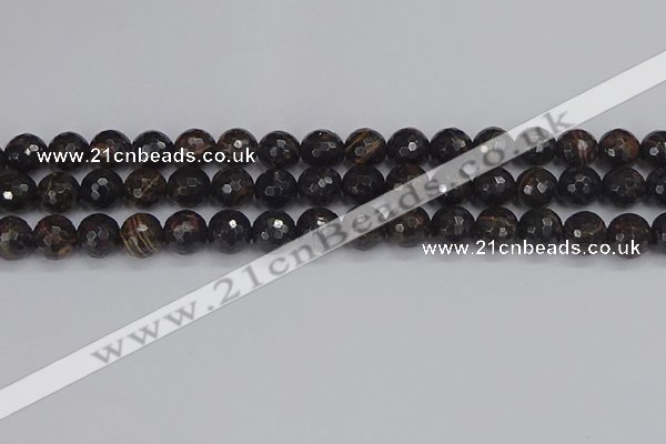 COB687 15.5 inches 10mm faceted round golden black obsidian beads