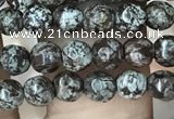 COB690 15.5 inches 4mm faceted round Chinese snowflake obsidian beads