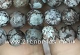 COB691 15.5 inches 6mm faceted round Chinese snowflake obsidian beads