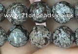 COB692 15.5 inches 8mm faceted round Chinese snowflake obsidian beads