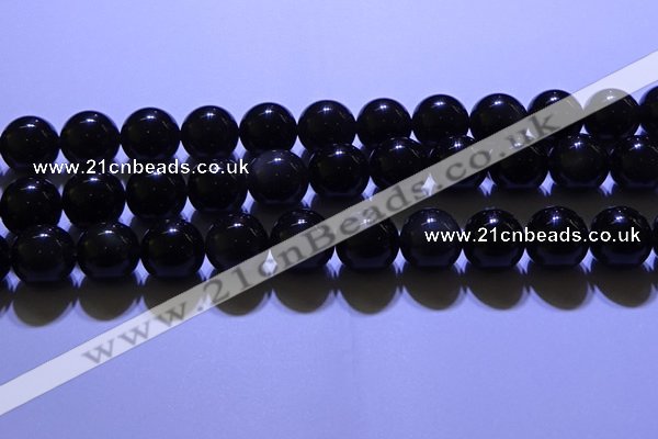 COB706 15.5 inches 16mm round ice black obsidian beads wholesale