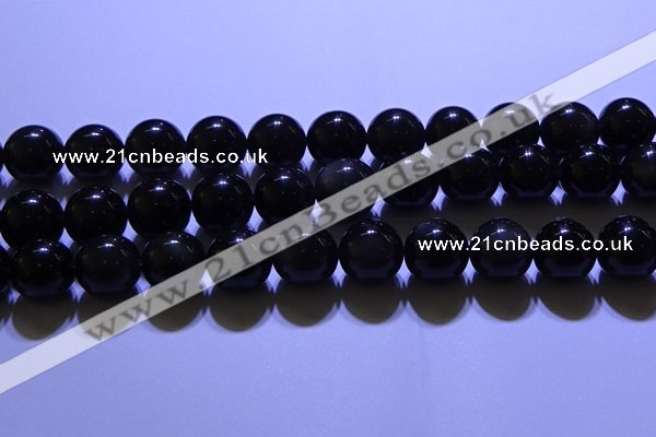 COB715 15.5 inches 14mm round ice black obsidian beads wholesale