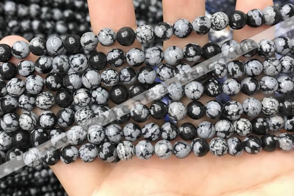 COB759 15.5 inches 6mm round snowflake obsidian beads wholesale