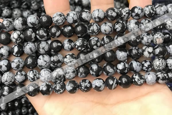 COB760 15.5 inches 8mm round snowflake obsidian beads wholesale