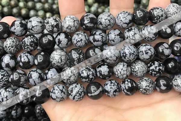 COB762 15.5 inches 12mm round snowflake obsidian beads wholesale