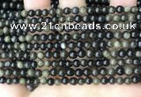 COB765 15.5 inches 4mm round golden obsidian beads wholesale